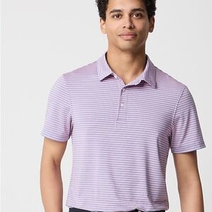 J. Crew Men's Performance Polo Shirt - Lavender Stripes XL